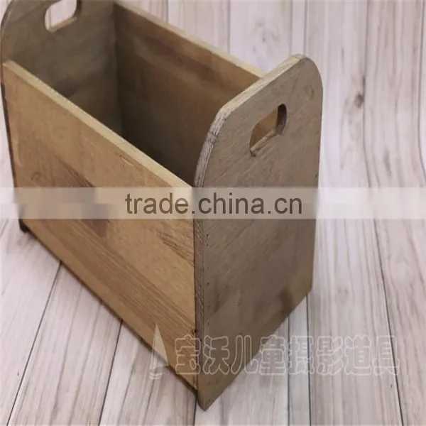 Rustic Wooden Slat Crate Bed Sturdy Newborn Props photo-2