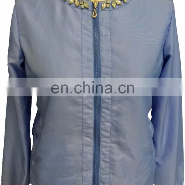 Hot Selling Short Casual Ladies Bomber Jacket With Bead Decoration photo-2