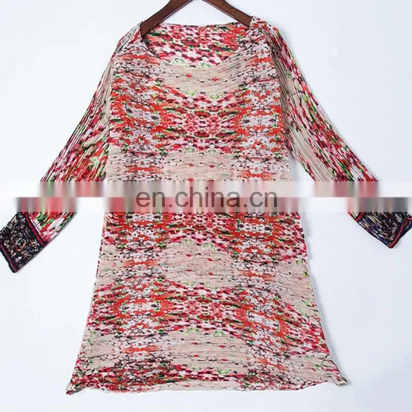 Prints Floral Fashion China Dress for Women Summer Pleats Issey Design photo-5