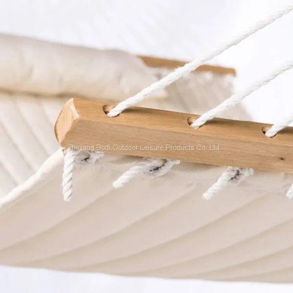 Quilted Fabric Hammock With Pillow and Spreader Bars photo-2