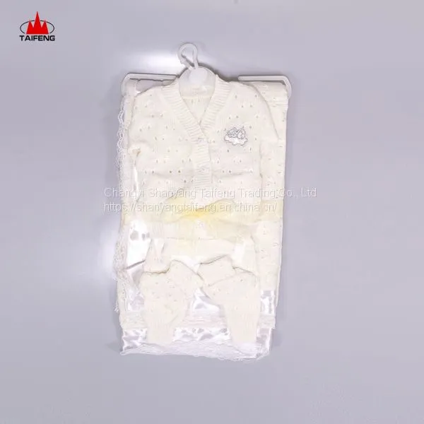 Baby Sweater and Baby Blanket Suits Long Sleeve Lace Baby Shawl photo-2