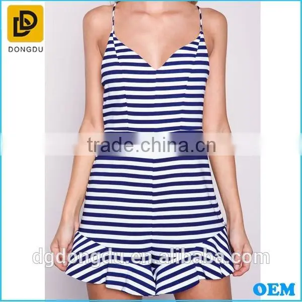 2015 Summer Striped Ruffle Women Rompers photo-4