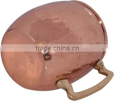 Matte Finish Solid Brass Handle Copper Moscow Mule Mug, Rough Finish Copper Moscow Mule Mug
