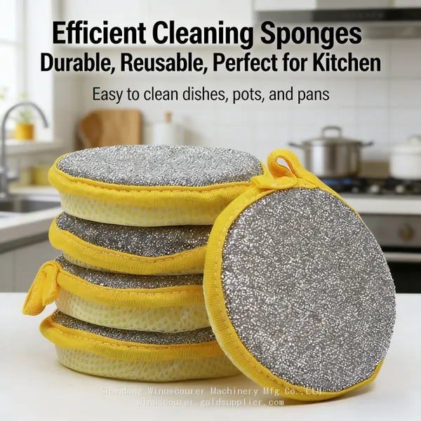 Household Cleaning Tools Round Cleaning Sponge Silver Sponge