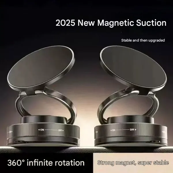 Vacuum Magnetic Phone Holder Twist-Lock Suction Foldable Ring Stand Car Mount photo-2