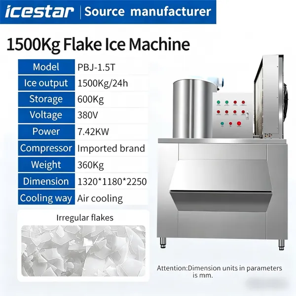 Food Grade Flake Ice Equipment 1500kg/D for Aquatic Processing Factory photo-2