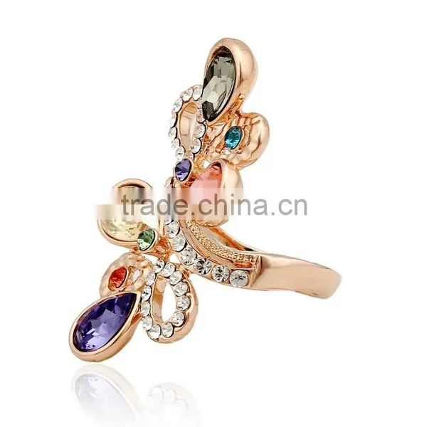 24k Gold Arab Gold Jewelri Multi Color Stone Ring photo-2