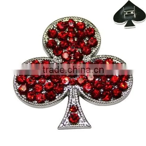 Zinc Alloy Metal Rhinestone Poker Clubs Shape Rivets for Pet Collars Decorative Accessories