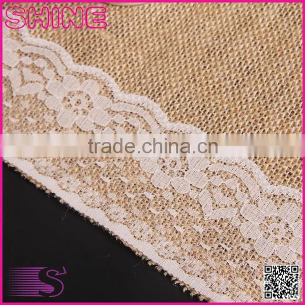 30*180cm Burlap Lace Hessian Jute Country Outdoor Wedding Party Decoration Table Runner Quality Choice photo-2