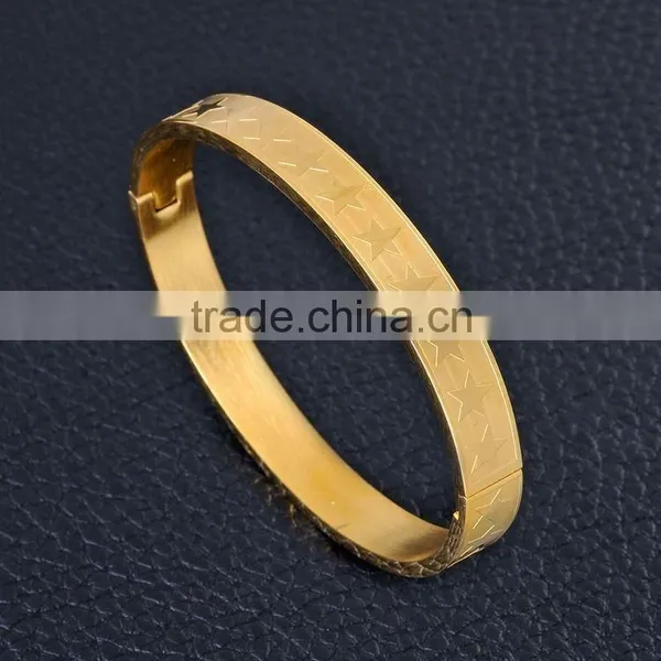Wholesale Star Carving Pattern Stainless Steel Bracelet Bangle Can Open SMJ0054 photo-5