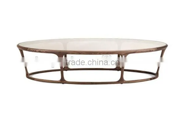 Modern Living Room Furniture Round Coffee Tables Wood Frame Glass Coffee Tables