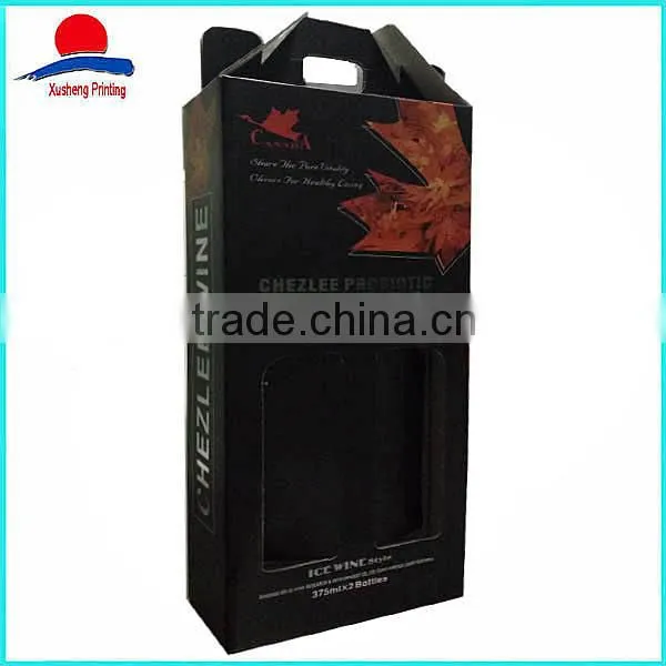 High Quality Foldable Black Paper Wine Box photo-2