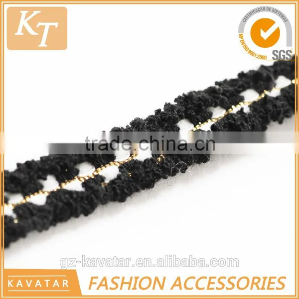 High Quality White and Black Pattern Ribbon With Cotton Fabric Cover photo-2