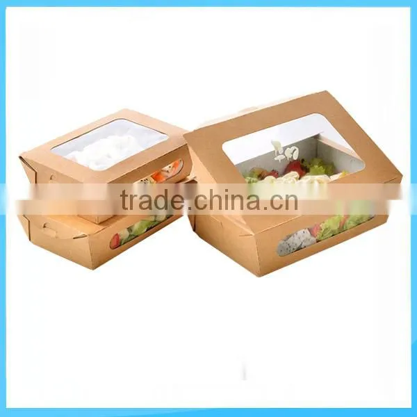 Medium Kraft Salad Paper Box With Clear Window photo-3