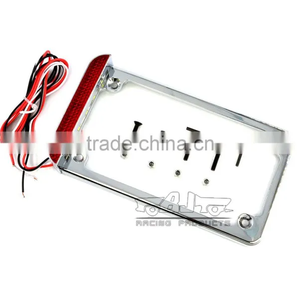 BJ-LPL294-002 Highly Recommended Chrome Motorcycle 4'' X 7'' Tail Light LED License Plate Frame For Harley photo-5