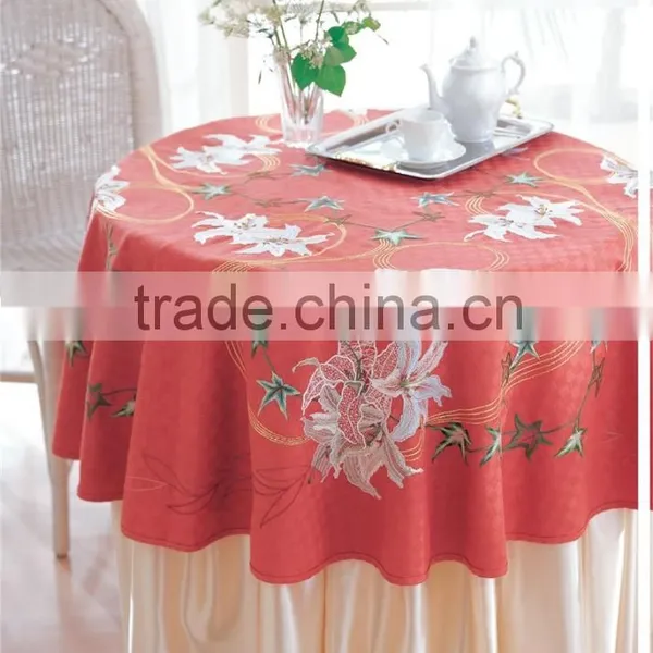 100% Polyester TC CVC WATER RESISTANT Table Cloth for Round Table photo-5