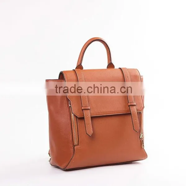 M22 European High Quality Coffee Color Teens PU School Satchel Bag With Cotton Webbing Straps photo-3