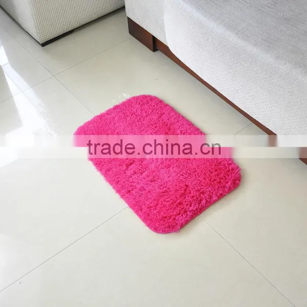 Super Soft Shaggy Floor Mat Rose Color With Pvc Anti-slip