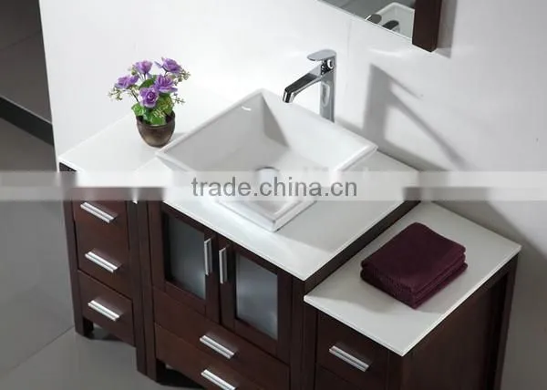 Wooden Bathroom Vanity Bathroom Wash Basin Square Counter Top Ceramic Bathroom Furniture No.3199C photo-3