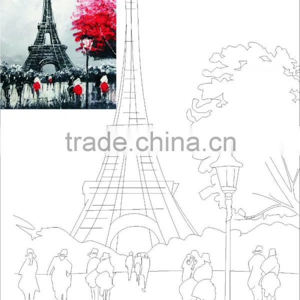 ROSA Talent Cotton Canvas Panel With Outline "Paris", 30x40cm