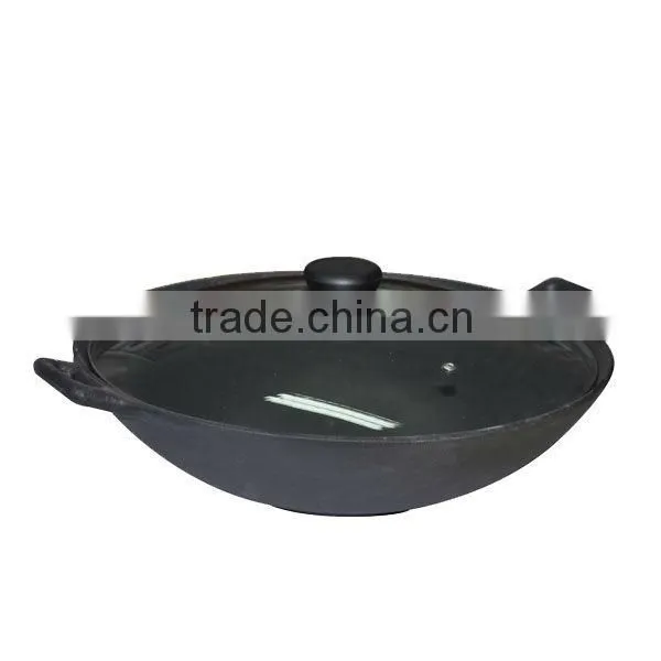 Cast Iron Wok With Glass Lid
