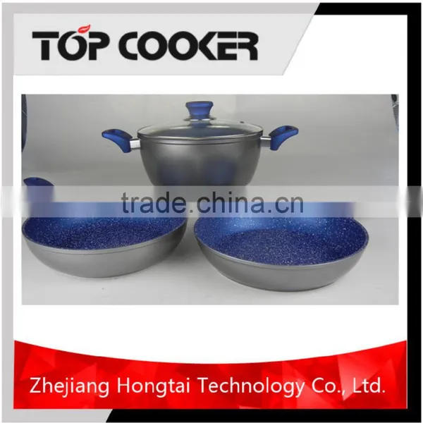 4pcs Forged Aluminum Living Stone Blue Marble Cookware Set photo-2