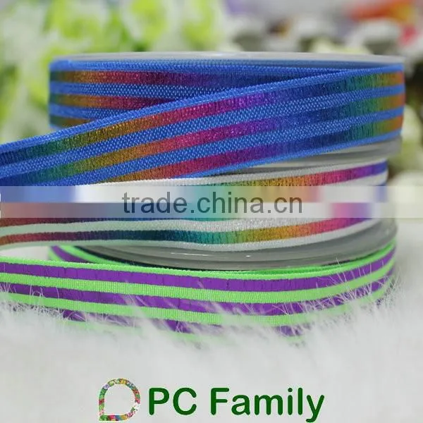Eco-Friendly 5/8" Foil Strip Printed High Quality Fold Over Elastic Ribbon photo-3