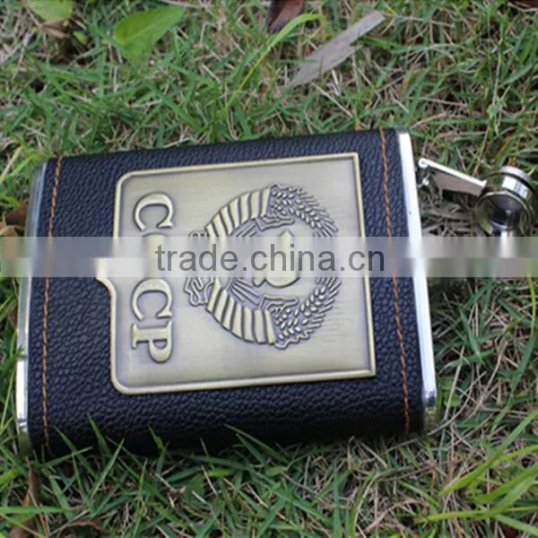 8 oz Hip Flask Stainless Steel/Russia 8 oz Hip Flagon With Leather/Hot Selas Russia 8 oz Hip Flagon photo-5