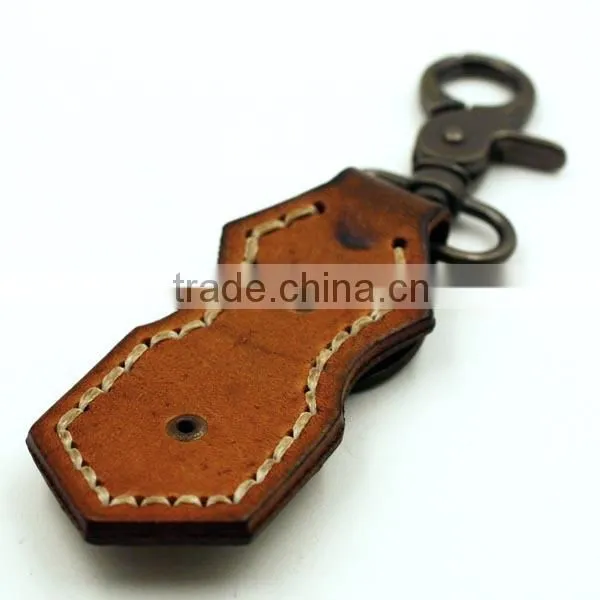 Custom 3D Logo Authentic Leather Key Chain With Snap Hook photo-6