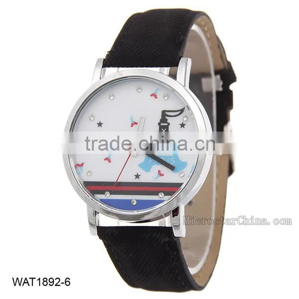 Eiffel Tower Casual Jean Canvas Wrist Watch photo-6