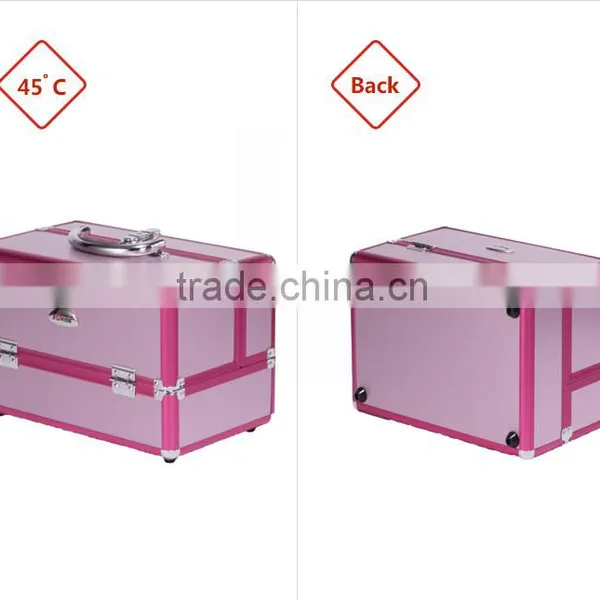 Sunrise Essential Pro Aluminum Makeup Train Case With Rolling Tray and Lock Pink Purple Colors photo-4