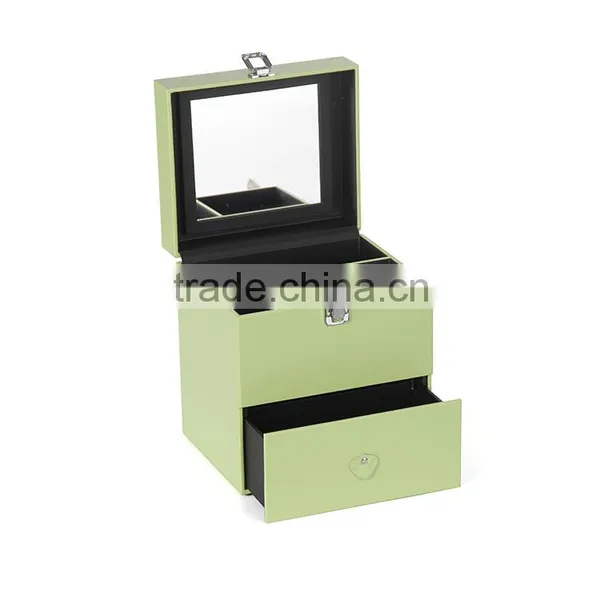 Small Mobile PVC Leather Cosmetic Box Makeup Beauty Case With Drawer Mirror photo-2