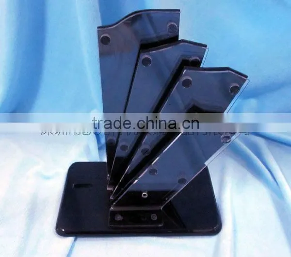 Black Acrylic Knife Rack for Display 4pcs Cutters