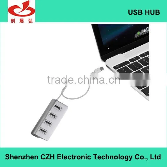 Aluminium Casing Usb-c Hub, 4- Port Type c Hub Change to Driver Download Usb 2.0 Hub From for Macbook With LED Indicators photo-6