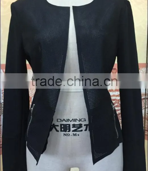Hot Sale Fashion Women's Irregular Short Suede Jacket With Punched Hole photo-5