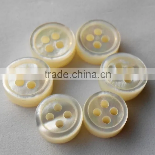Real 4 Holes White MOP Shell Shirt Button in Size 18L&14L With Round Rim on High End Clothings photo-2