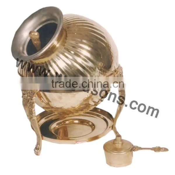 Rounded Base Chafing Dish for Sale | Brass Plated Chafing Dish | Handmade Party Supplies Chafing Dish photo-3