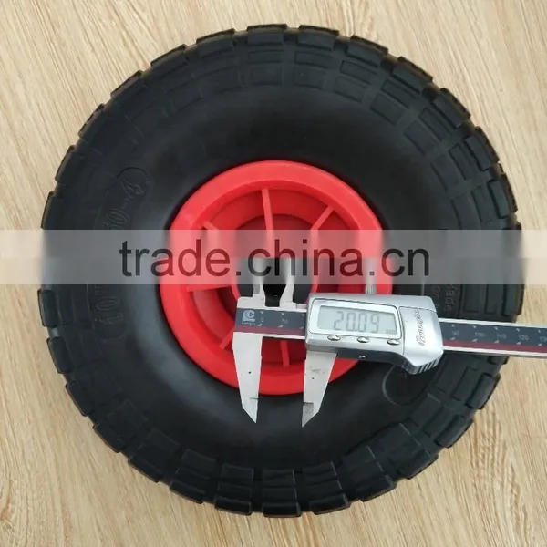 Hot Sale Durable Red Plastic Rim 10"x3.50-4 PU Wheel photo-6