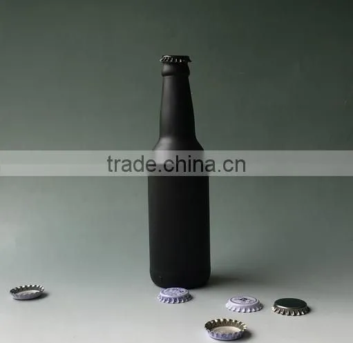 Haonai 330ml Matt Black Beer Bottle,painted Glass Beer Bottle. photo-3