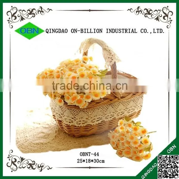 Country Style Woven Wicker Basket Flower photo-3