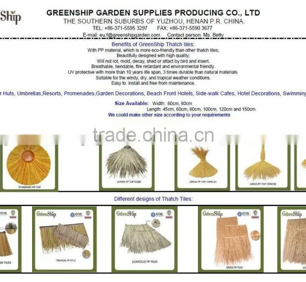 Eco Friendly Artificial Plastic Tiki Synthetic Thatch Roof photo-2