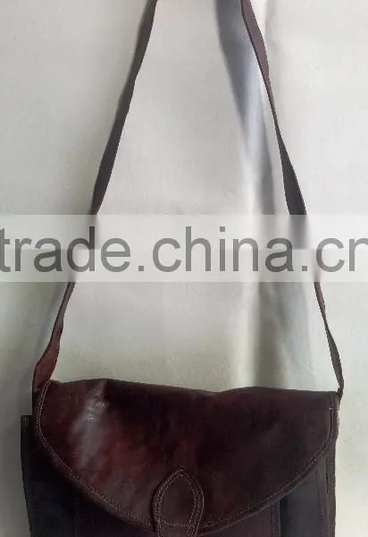 High Quality Handmade Vintage Pure Goat Leather Sling Bag photo-4
