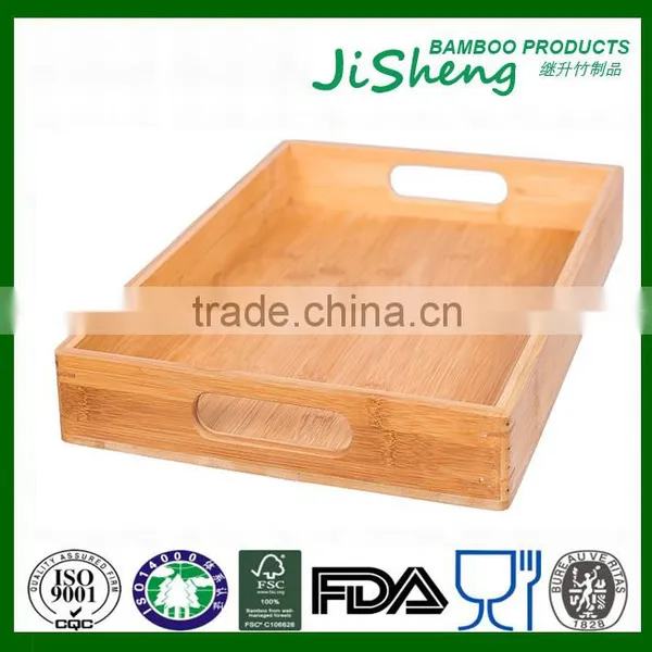 Eco-friendly Top Quality Bamboo Food Serving Tray With Handles photo-4