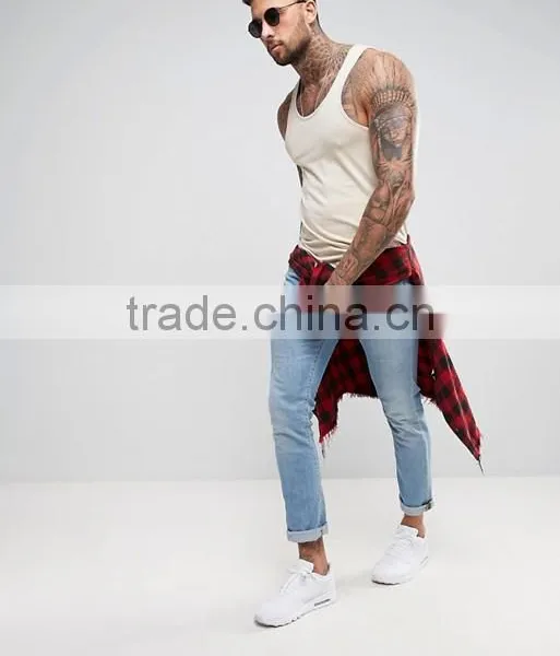 2017 High Quality New Design Custom Pink Color Gym Wear Comfortable Cotton/Polyester/Spandex Fashion Men's Sport Tank Vest photo-4