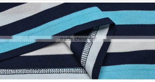 New Fashion Promotion White Collar Cheap Breathable 70% Polyester 30% Cotton Stripe Pique Polo T-shirt photo-5