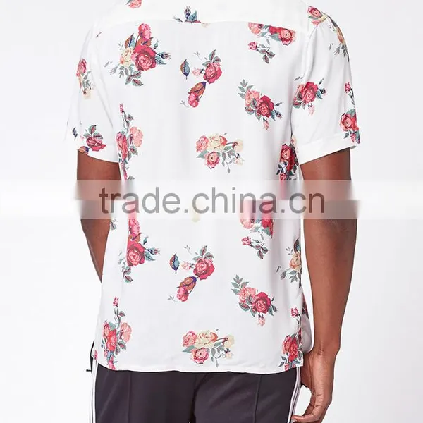 2017 Floral Short Sleeve Button Up Camp Shirt photo-2