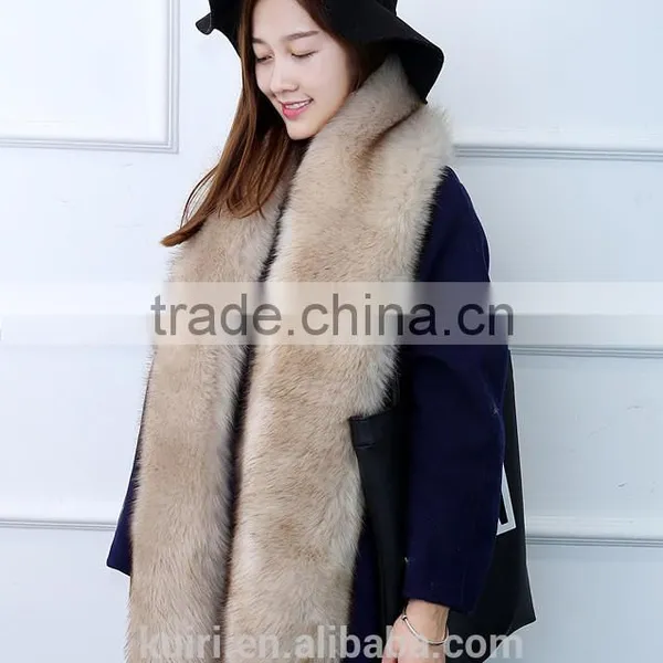 Womens Fur Scarfs Fashionable Luxury Runway Show 200cm Long Faux Fur Fox Fur Stole Collar Strip Patchwork Pashmina Scarf photo-4