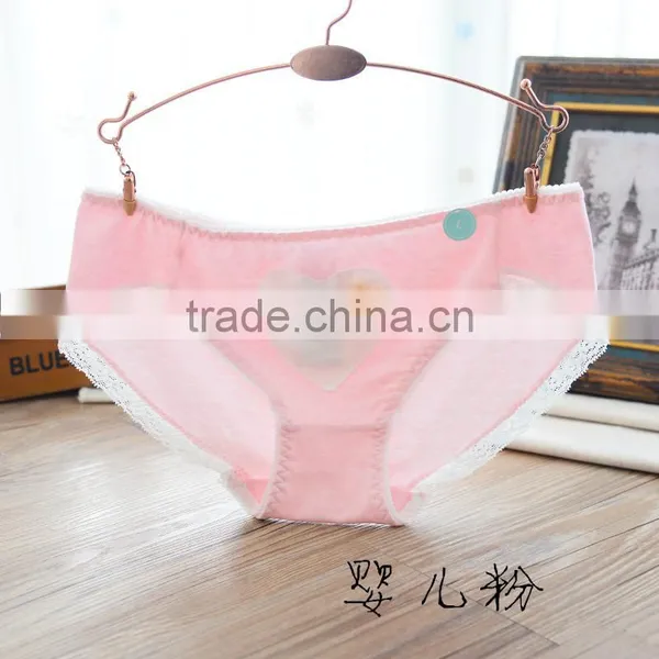 Women Low Waist Cotton Underwear Lace Love Students Teen Girls Briefs Panty photo-5