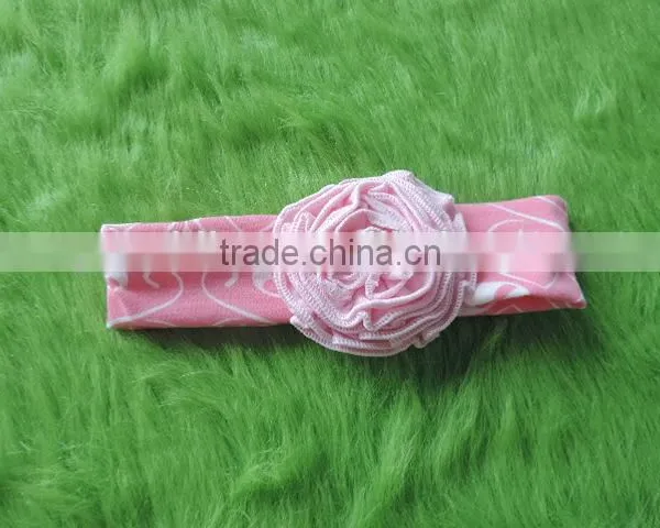 2016 Wholesale Craft Kids Girl Lace Flower Headband Baby Girl Top Knot Turban Hedband Children Pink Stripe Hairband photo-5