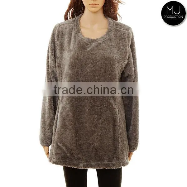 Wholesale Winter Girls Sweater Jacket Monogrammed Sherpa Fleece Quarter Zip Pullover Woman Clothing photo-3